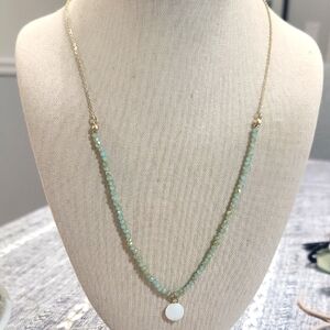 Plunder Gold and Mint Green Necklace with Delicate Beads 26"